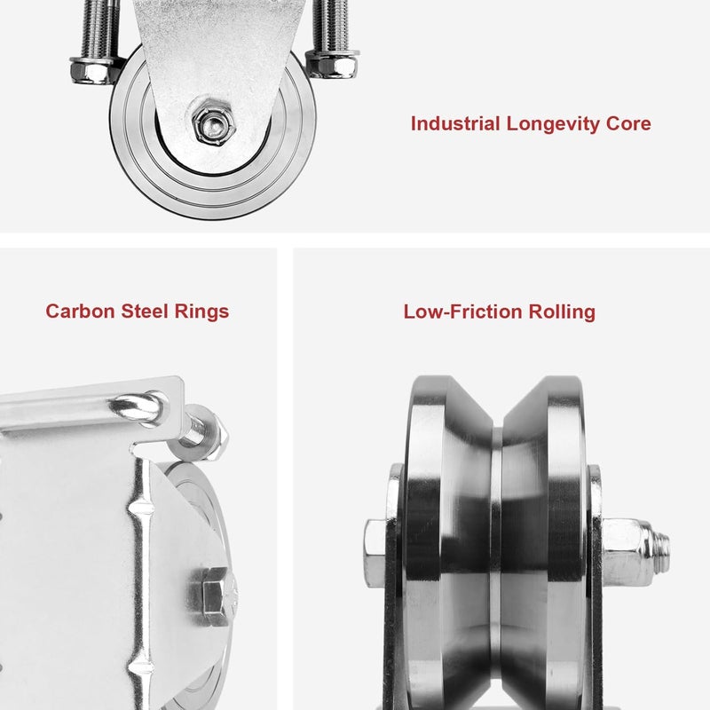 joytrace Heavy Duty 4" V-Groove Slide Gate Wheel Kit - Dual Sealed Bearings, 3000lbs Capacity, No Welding Needed for Car Mod & Industrial Gates - Image 4